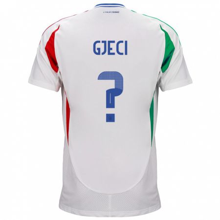 Kandiny Bambino Maglia Italia Delis Gjeci #0 Bianco Kit Gara Away 24-26 Maglietta