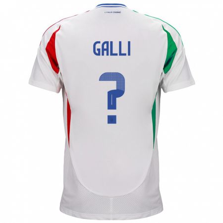 Kandiny Bambino Maglia Italia Aurora Galli #0 Bianco Kit Gara Away 24-26 Maglietta