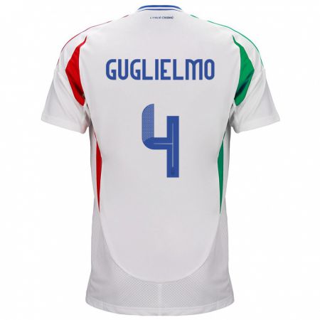 Kandiny Bambino Maglia Italia Lucia Di Guglielmo #4 Bianco Kit Gara Away 24-26 Maglietta