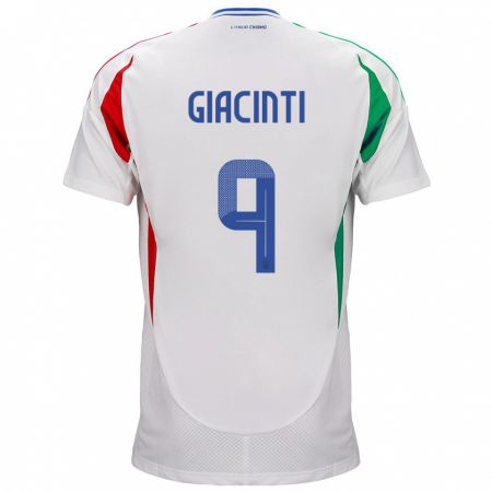 Kandiny Bambino Maglia Italia Valentina Giacinti #9 Bianco Kit Gara Away 24-26 Maglietta