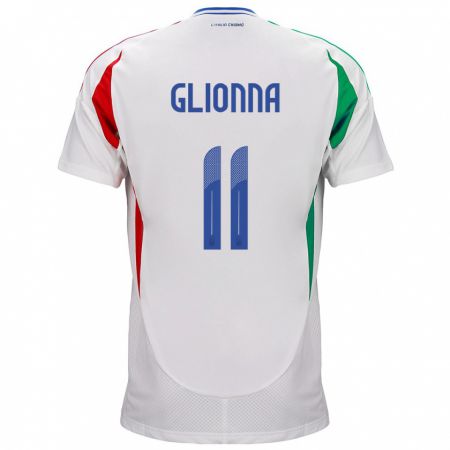 Kandiny Bambino Maglia Italia Benedetta Glionna #11 Bianco Kit Gara Away 24-26 Maglietta