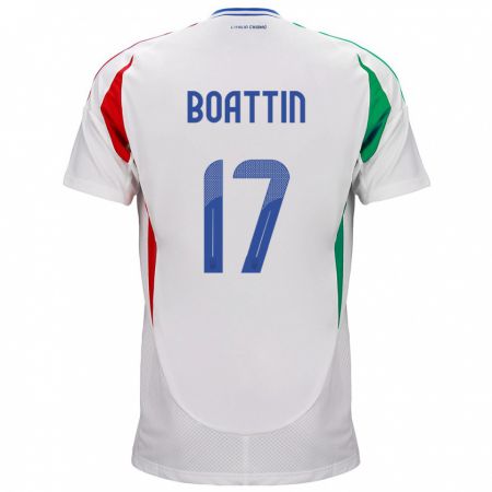 Kandiny Bambino Maglia Italia Lisa Boattin #17 Bianco Kit Gara Away 24-26 Maglietta