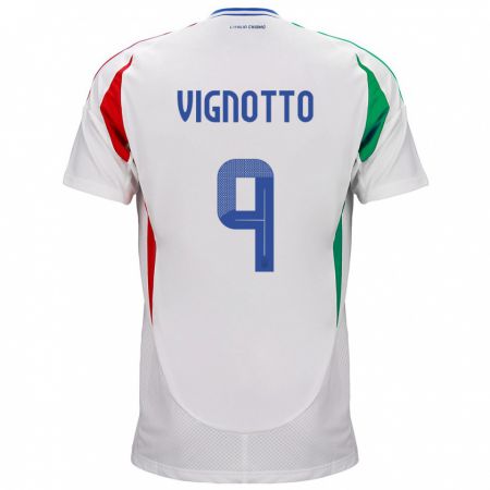 Kandiny Bambino Maglia Italia Elisabetta Vignotto #9 Bianco Kit Gara Away 24-26 Maglietta