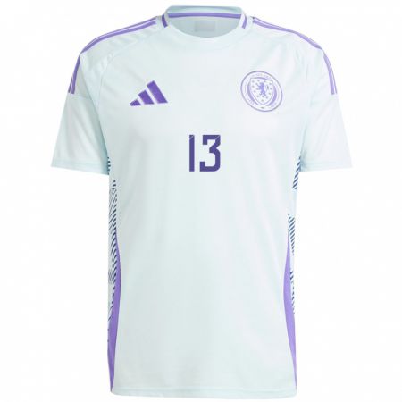 Kandiny Niño Camiseta Escocia Jack Hendry #13 Azul Menta Claro 2ª Equipación 24-26 La Camisa México