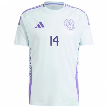 Kandiny Bambino Maglia Scotland Brogan Hay #14 Blu Menta Chiaro Kit Gara Away 24-26 Maglietta