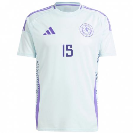 Kandiny Bambino Maglia Scotland Ryan Porteous #15 Blu Menta Chiaro Kit Gara Away 24-26 Maglietta