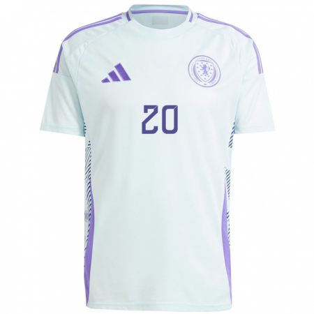 Kandiny Bambino Maglia Scotland Johnny Emerson #20 Blu Menta Chiaro Kit Gara Away 24-26 Maglietta