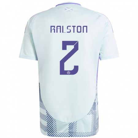 Kandiny Bambino Maglia Scotland Anthony Ralston #2 Blu Menta Chiaro Kit Gara Away 24-26 Maglietta