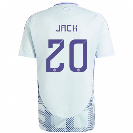 Kandiny Bambino Maglia Scotland Ryan Jack #20 Blu Menta Chiaro Kit Gara Away 24-26 Maglietta