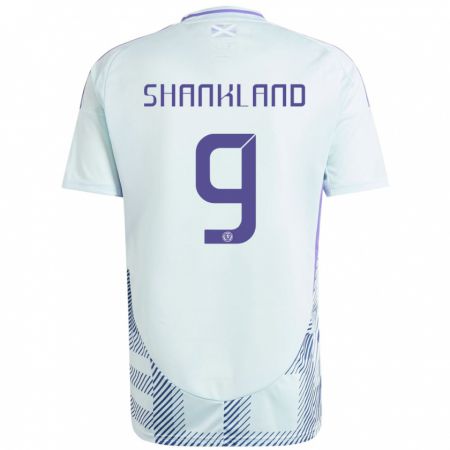 Kandiny Bambino Maglia Scotland Lawrence Shankland #9 Blu Menta Chiaro Kit Gara Away 24-26 Maglietta