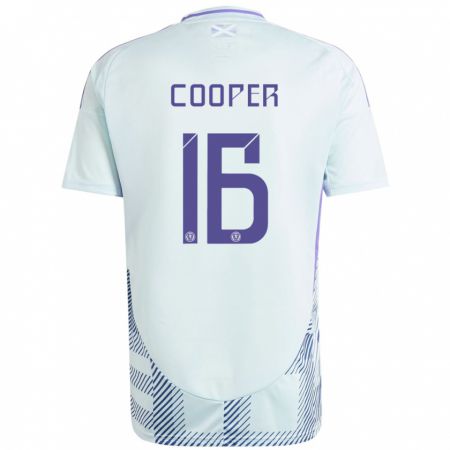 Kandiny Bambino Maglia Scotland Liam Cooper #16 Blu Menta Chiaro Kit Gara Away 24-26 Maglietta