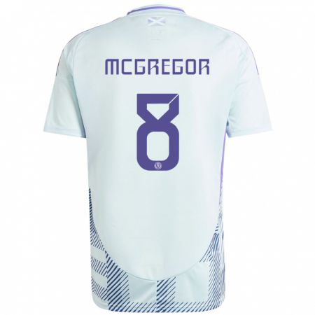 Kandiny Bambino Maglia Scotland Callum Mcgregor #8 Blu Menta Chiaro Kit Gara Away 24-26 Maglietta