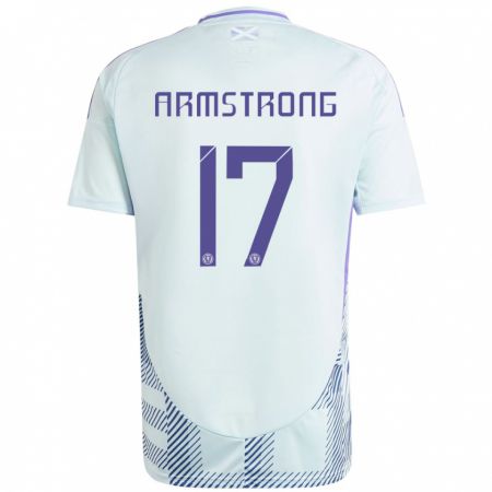 Kandiny Kinder Schottland Stuart Armstrong #17 Helles Mintblau Auswärtstrikot Trikot 24-26 T-Shirt Österreich