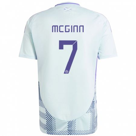 Kandiny Bambino Maglia Scotland John Mcginn #7 Blu Menta Chiaro Kit Gara Away 24-26 Maglietta