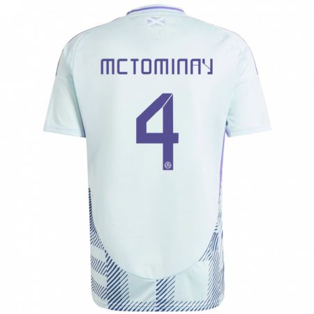 Kandiny Bambino Maglia Scotland Scott Mctominay #4 Blu Menta Chiaro Kit Gara Away 24-26 Maglietta