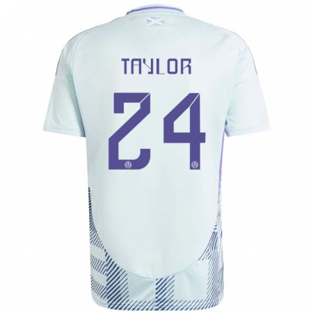 Kandiny Bambino Maglia Scotland Greg Taylor #24 Blu Menta Chiaro Kit Gara Away 24-26 Maglietta