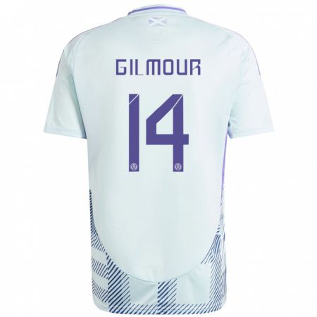 Kandiny Bambino Maglia Scotland Billy Gilmour #14 Blu Menta Chiaro Kit Gara Away 24-26 Maglietta