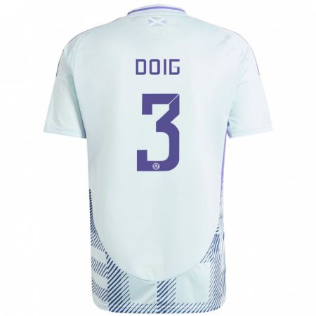 Kandiny Bambino Maglia Scotland Josh Doig #3 Blu Menta Chiaro Kit Gara Away 24-26 Maglietta