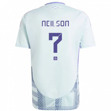 Kandiny Bambino Maglia Scotland Lewis Neilson #0 Blu Menta Chiaro Kit Gara Away 24-26 Maglietta