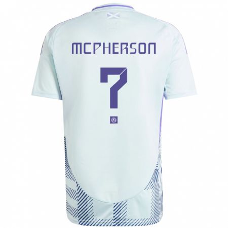 Kandiny Bambino Maglia Scotland Ben Mcpherson #0 Blu Menta Chiaro Kit Gara Away 24-26 Maglietta