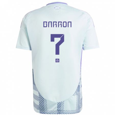 Kandiny Bambino Maglia Scotland Connor Barron #0 Blu Menta Chiaro Kit Gara Away 24-26 Maglietta