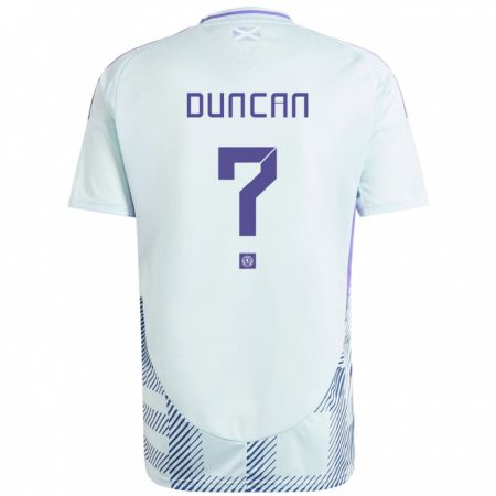 Kandiny Bambino Maglia Scotland Ryan Duncan #0 Blu Menta Chiaro Kit Gara Away 24-26 Maglietta