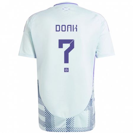 Kandiny Bambino Maglia Scotland Ben Doak #0 Blu Menta Chiaro Kit Gara Away 24-26 Maglietta