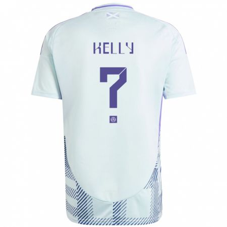 Kandiny Bambino Maglia Scotland Daniel Kelly #0 Blu Menta Chiaro Kit Gara Away 24-26 Maglietta