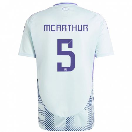 Kandiny Bambino Maglia Scotland Charlie Mcarthur #5 Blu Menta Chiaro Kit Gara Away 24-26 Maglietta