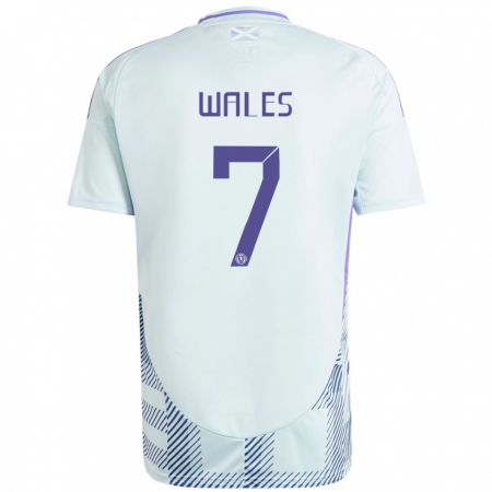 Kandiny Bambino Maglia Scotland Bobby Wales #7 Blu Menta Chiaro Kit Gara Away 24-26 Maglietta