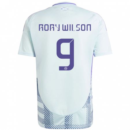 Kandiny Bambino Maglia Scotland Rory Wilson #9 Blu Menta Chiaro Kit Gara Away 24-26 Maglietta