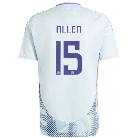 Kandiny Bambino Maglia Scotland Greig Allen #15 Blu Menta Chiaro Kit Gara Away 24-26 Maglietta