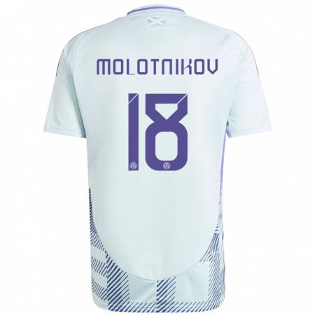 Kandiny Bambino Maglia Scotland Rudi Molotnikov #18 Blu Menta Chiaro Kit Gara Away 24-26 Maglietta