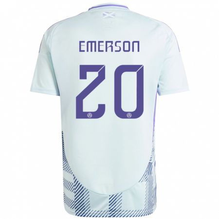 Kandiny Bambino Maglia Scotland Johnny Emerson #20 Blu Menta Chiaro Kit Gara Away 24-26 Maglietta