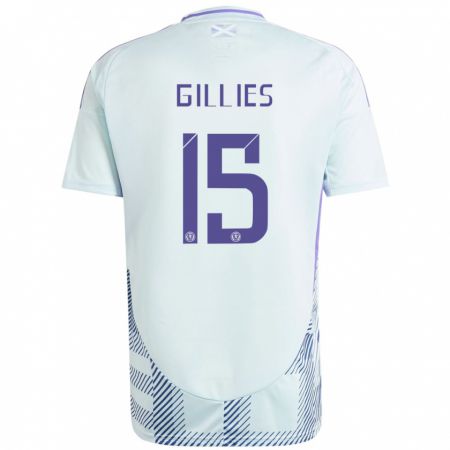 Kandiny Bambino Maglia Scotland Matthew Gillies #15 Blu Menta Chiaro Kit Gara Away 24-26 Maglietta