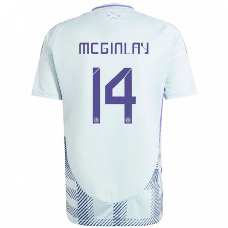 Kandiny Bambino Maglia Scotland Aiden Mcginlay #14 Blu Menta Chiaro Kit Gara Away 24-26 Maglietta