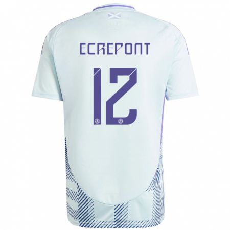 Kandiny Bambino Maglia Scotland Oliver Ecrepont #12 Blu Menta Chiaro Kit Gara Away 24-26 Maglietta