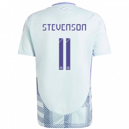 Kandiny Bambino Maglia Scotland Gus Stevenson #11 Blu Menta Chiaro Kit Gara Away 24-26 Maglietta