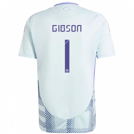 Kandiny Niño Camiseta Escocia Lee Gibson #1 Azul Menta Claro 2ª Equipación 24-26 La Camisa México