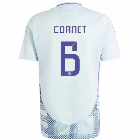 Kandiny Bambino Maglia Scotland Chelsea Cornet #6 Blu Menta Chiaro Kit Gara Away 24-26 Maglietta