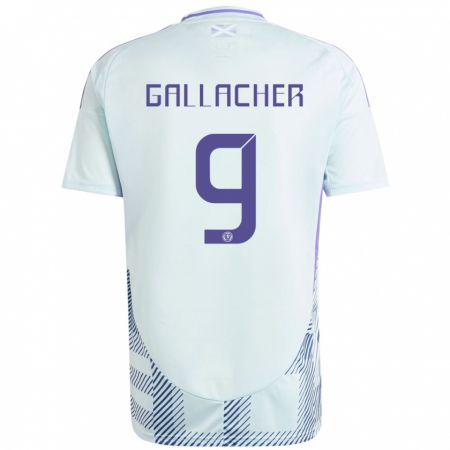 Kandiny Bambino Maglia Scotland Amy Gallacher #9 Blu Menta Chiaro Kit Gara Away 24-26 Maglietta