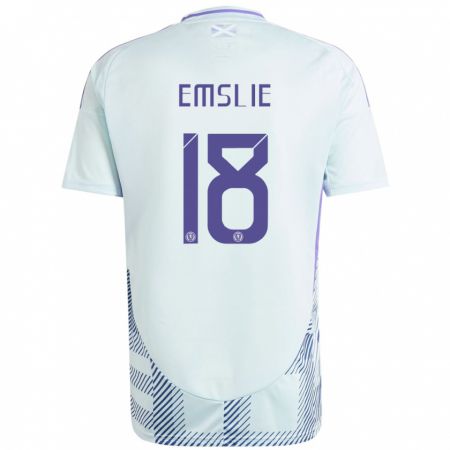 Kandiny Bambino Maglia Scotland Claire Emslie #18 Blu Menta Chiaro Kit Gara Away 24-26 Maglietta