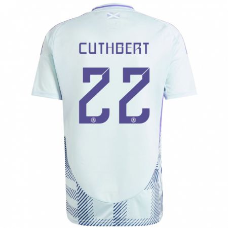 Kandiny Bambino Maglia Scotland Erin Cuthbert #22 Blu Menta Chiaro Kit Gara Away 24-26 Maglietta