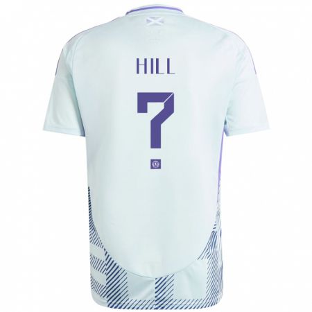 Kandiny Bambino Maglia Scotland Kathryn Hill #0 Blu Menta Chiaro Kit Gara Away 24-26 Maglietta