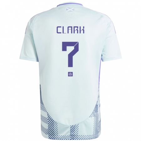 Kandiny Bambino Maglia Scotland Kelly Clark #0 Blu Menta Chiaro Kit Gara Away 24-26 Maglietta