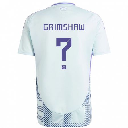 Kandiny Bambino Maglia Scotland Christy Grimshaw #0 Blu Menta Chiaro Kit Gara Away 24-26 Maglietta