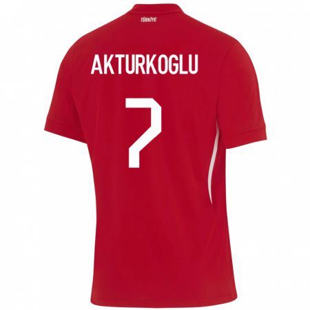 Kandiny Bambino Maglia Turchia Kerem Aktürkoğlu #7 Rosso Kit Gara Away 24-26 Maglietta