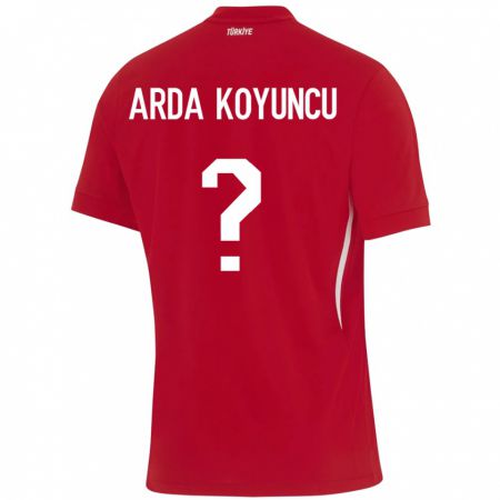 Kandiny Kinderen Turkije Efe Arda Koyuncu #0 Rood Uitshirt Uittenue 24-26 T-Shirt