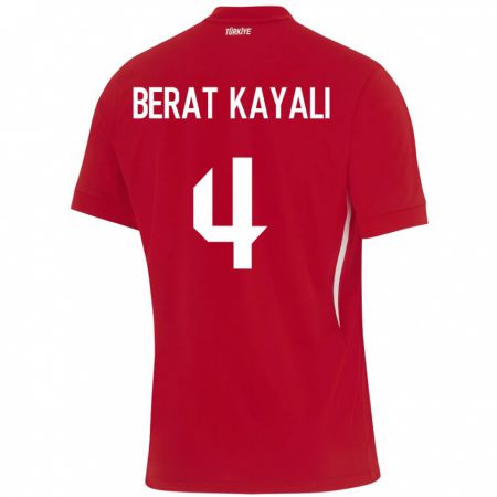 Kandiny Bambino Maglia Turchia Hasan Berat Kayalı #4 Rosso Kit Gara Away 24-26 Maglietta