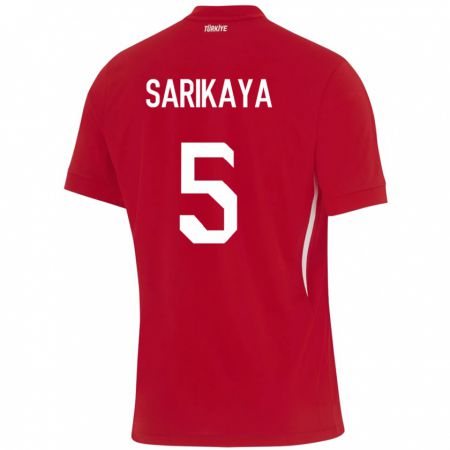 Kandiny Kinderen Turkije Efe Sarıkaya #5 Rood Uitshirt Uittenue 24-26 T-Shirt België